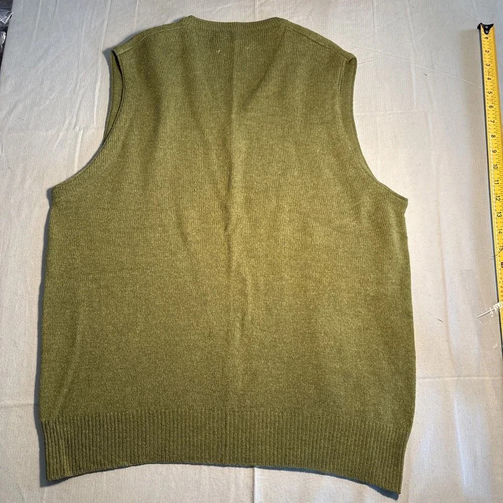 Vintage Puritan Aquaknit Mens Wool Sweater Vest Olive Green V-Neck Large 0475